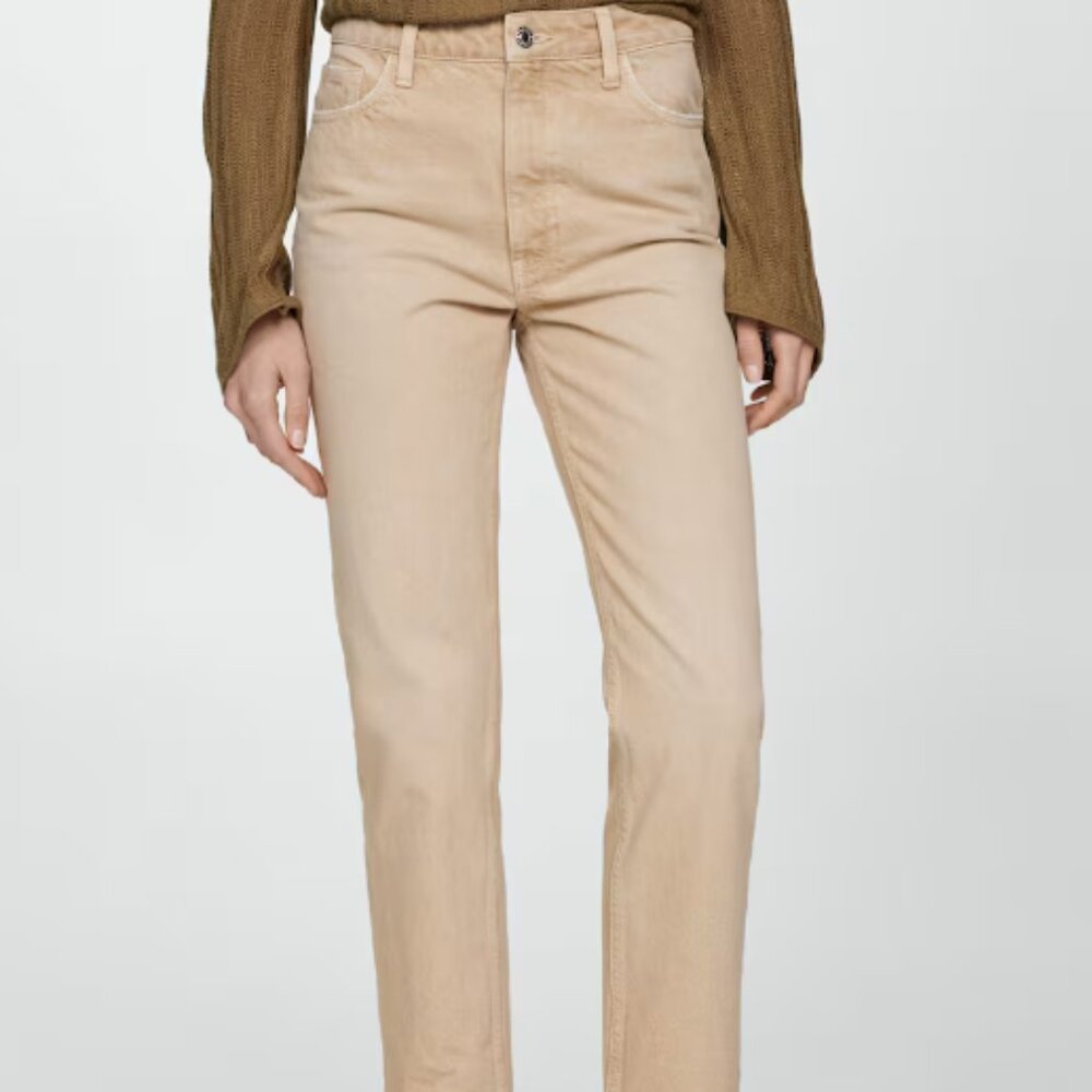 Mango Mom High-waist Jeans,  Size 6, Color Sand